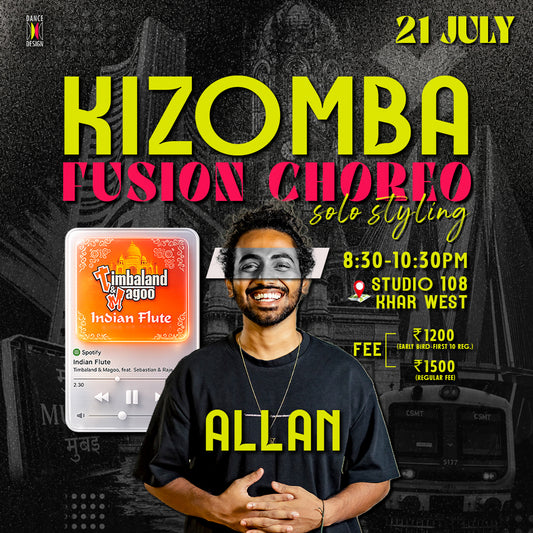 Kizomba Fusion choreography solo styling with dancer Allan, featuring dance movements and expressive poses from Dance Design.